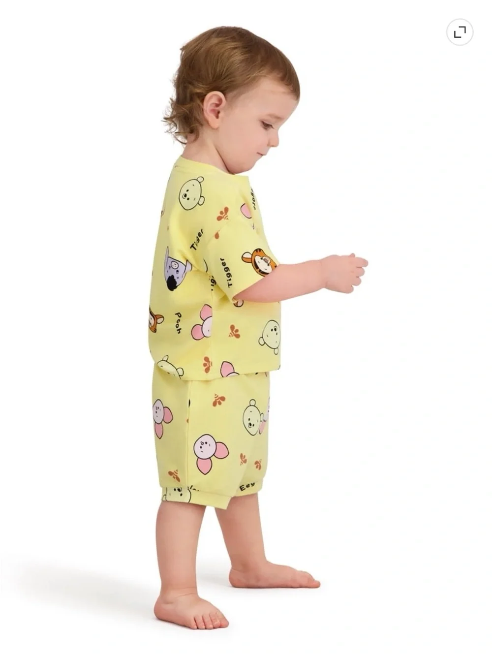 Disney Yellow Winnie the Pooh Baby Boy 2 Piece French Terry Short Set - Picture 3 of 11